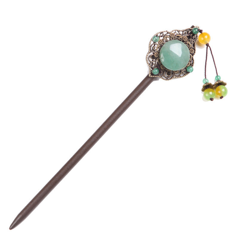 Classical Green Jade Headdress Hairpin-5