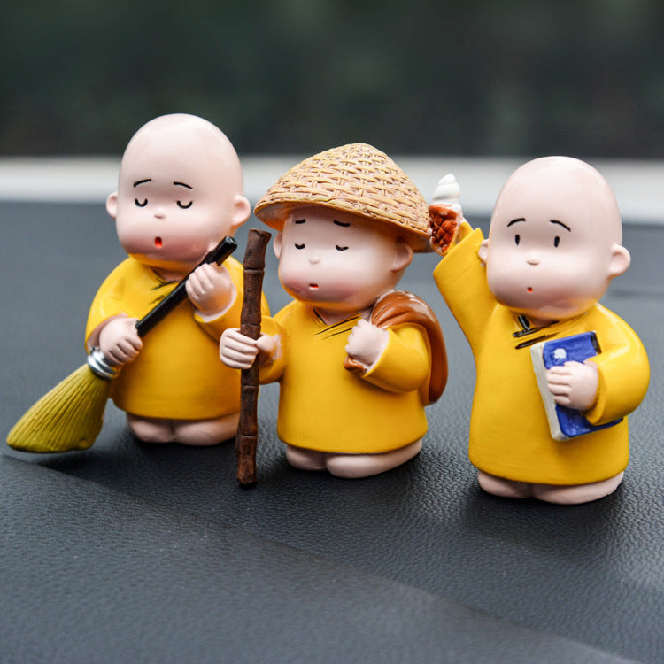 Creative Praying Little Monk Zen Resin Car Ornament-1