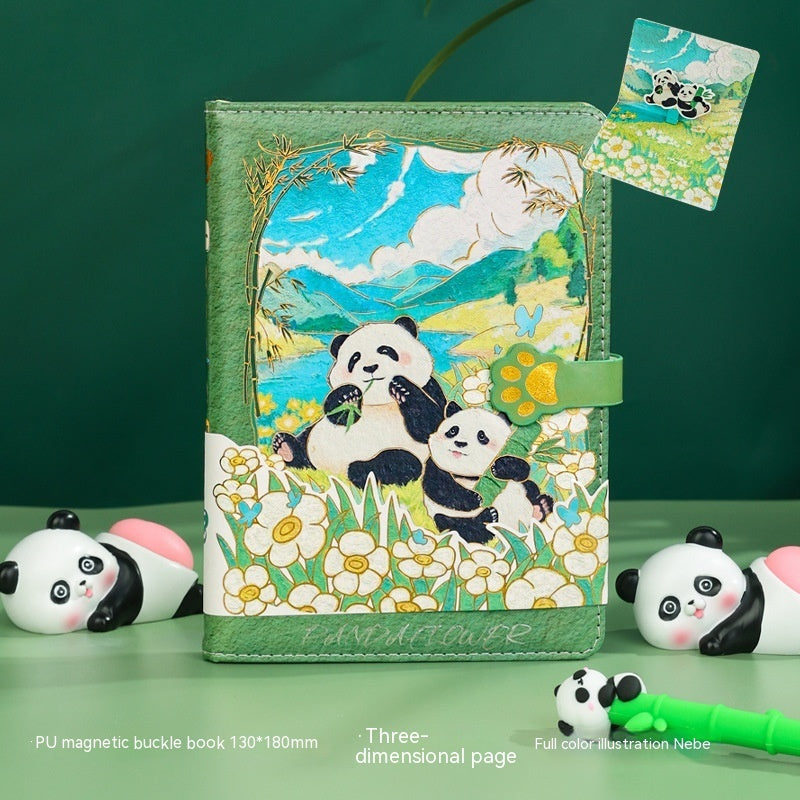 Cute Creative Panda Bookmark Notebook Stationery Set-4