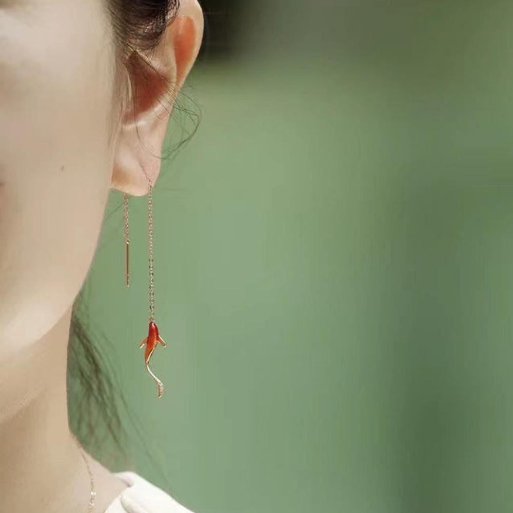 Ear Wire Style Temperament Goldfish Earrings-1