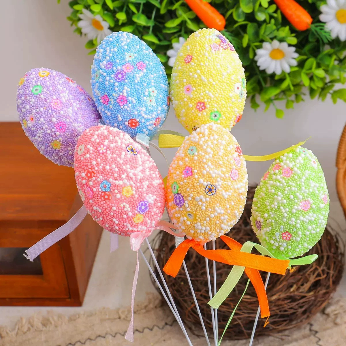 Easter Eggs Flower Arrangement Holiday Party Decoration Scene Arrangement-3