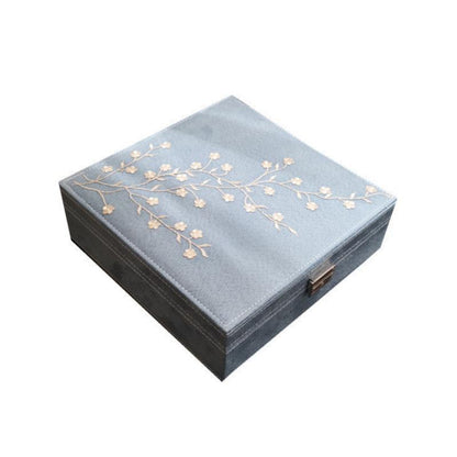 Embroidery Double Flannel Jewelry Storage Box-5