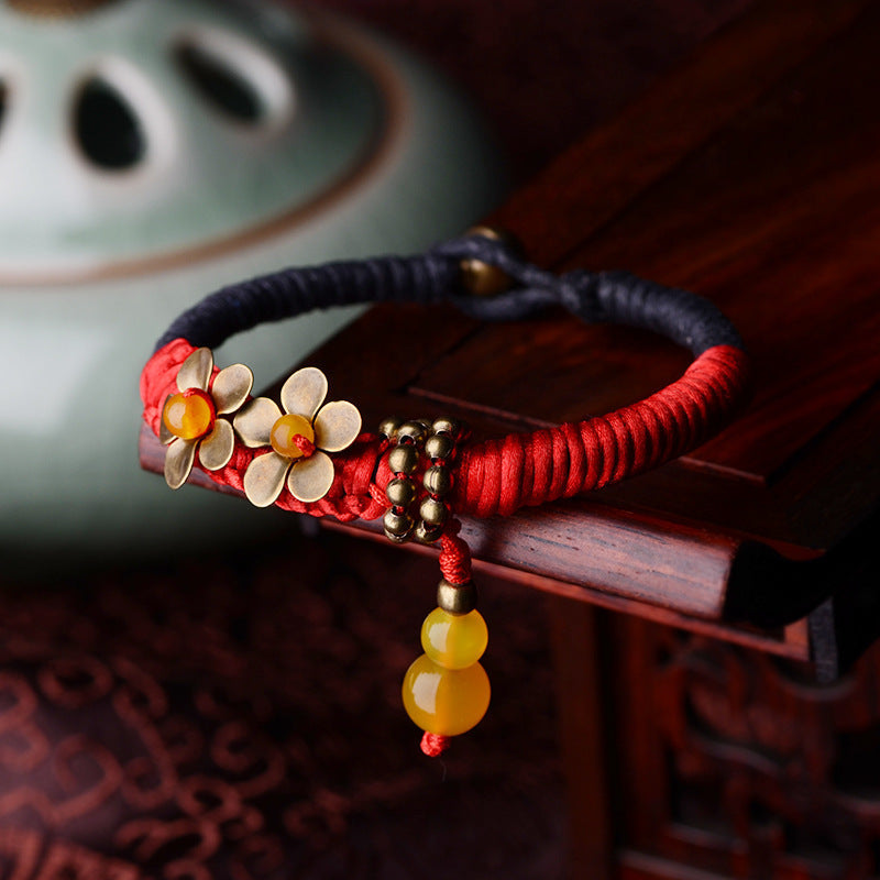 Ethnic Style Red Rope Agate Women Bracelet-2