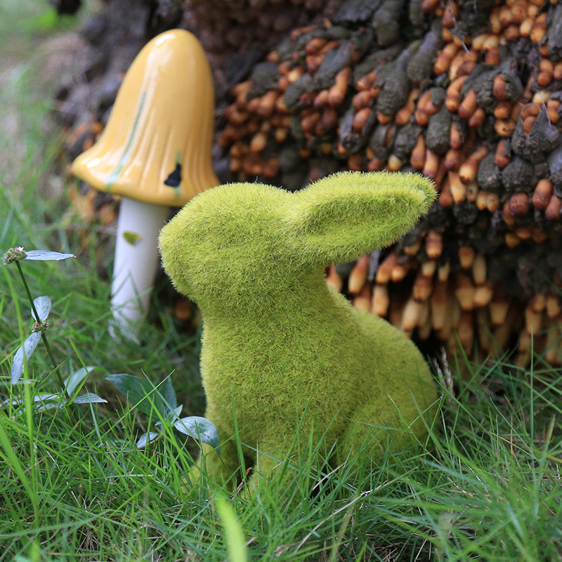 Flocking Artificial Plant Grass Animal Easter Rabbit Ornament-6