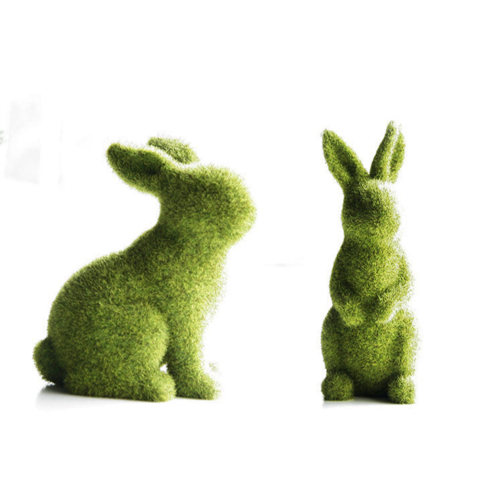 Flocking Artificial Plant Grass Animal Easter Rabbit Ornament-9