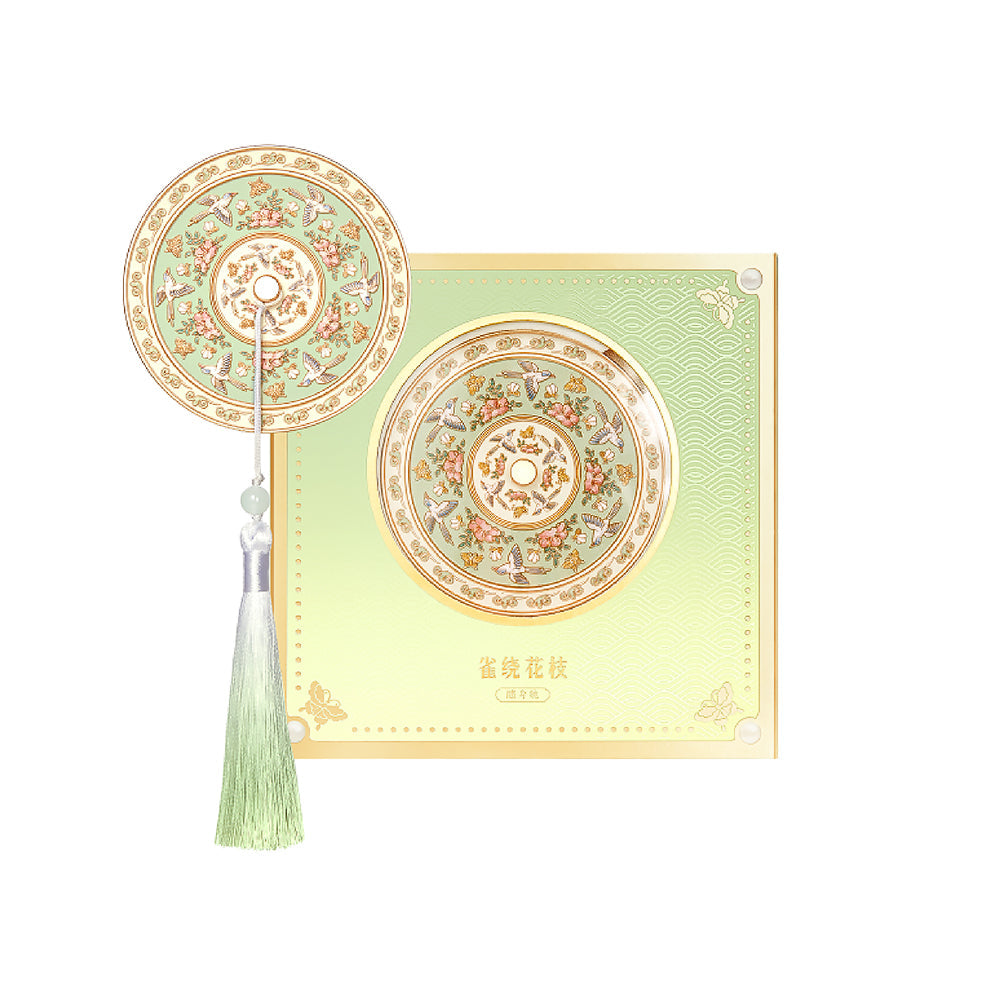 Flower and Bird Pattern Embossed Portable Mirror-2