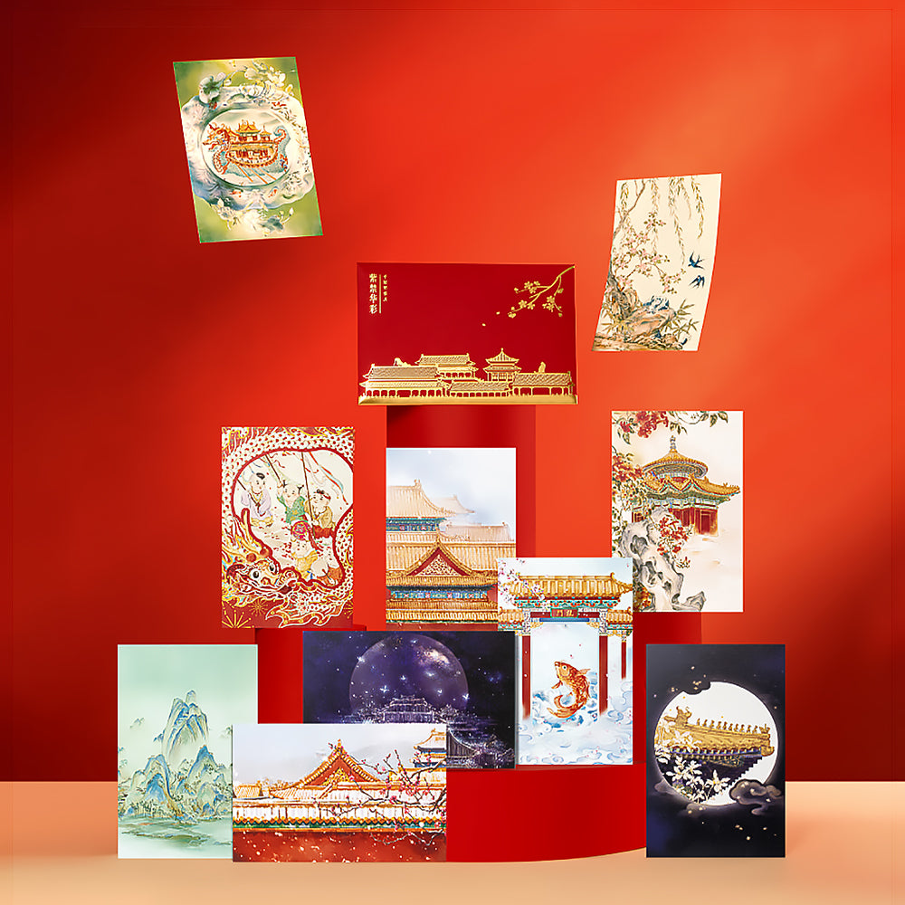 Forbidden City Chinese Style Postcard Hand-painted New Year Greeting Cards Gift-1