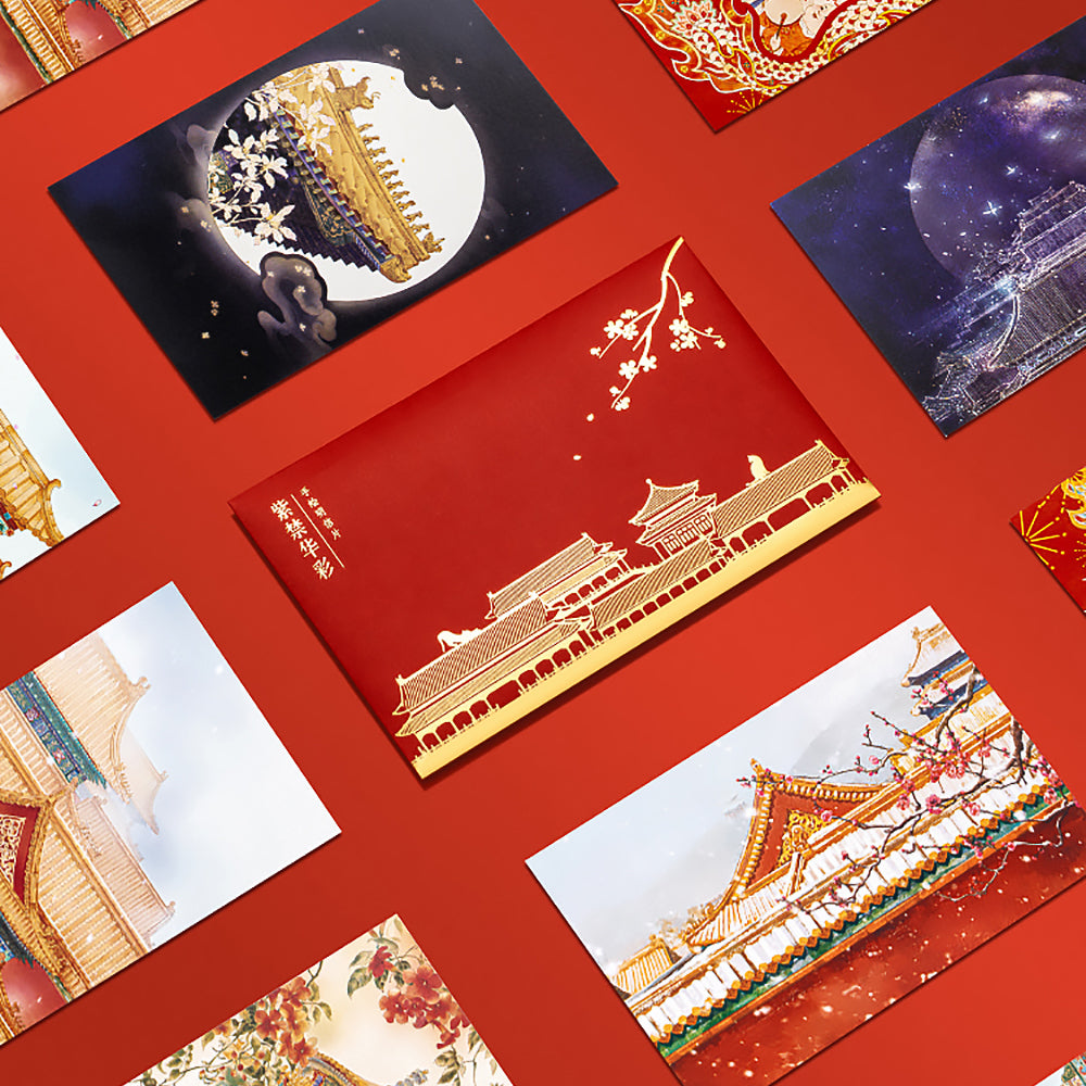 Forbidden City Chinese Style Postcard Hand-painted New Year Greeting Cards Gift-2