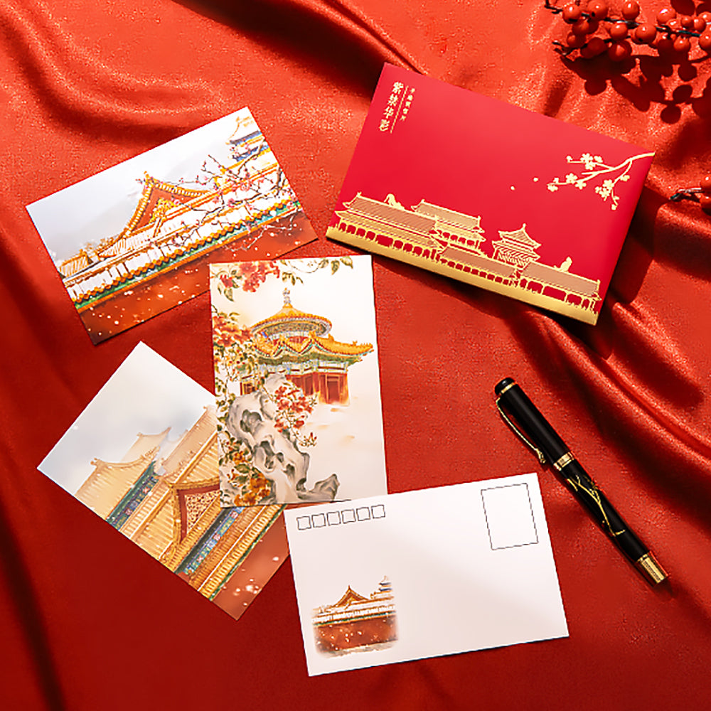 Forbidden City Chinese Style Postcard Hand-painted New Year Greeting Cards Gift-3