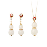 Fortune and Health White Jade Pendant Earrings-1