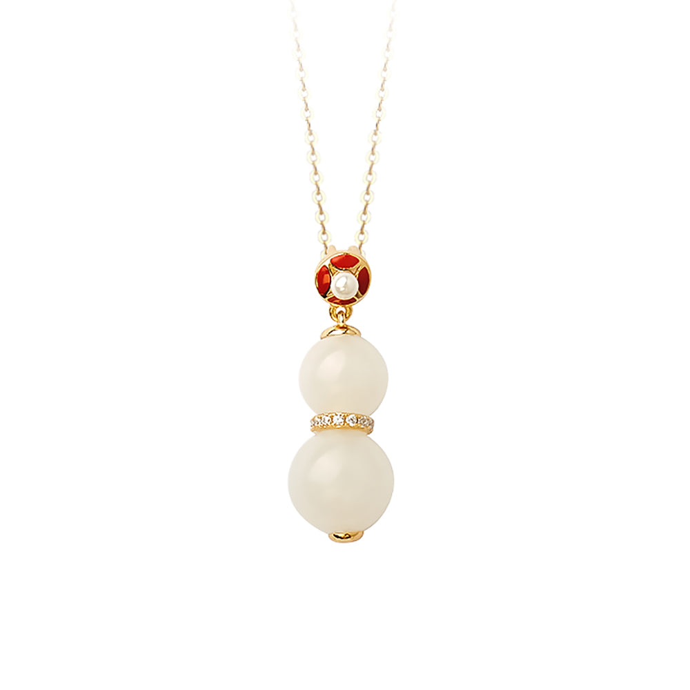 Fortune and Health White Jade Pendant Earrings-3