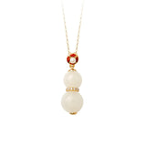 Fortune and Health White Jade Pendant Earrings-3