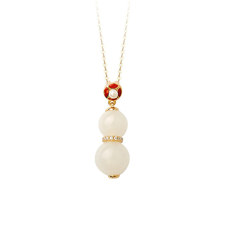 Fortune and Health White Jade Pendant Earrings-3
