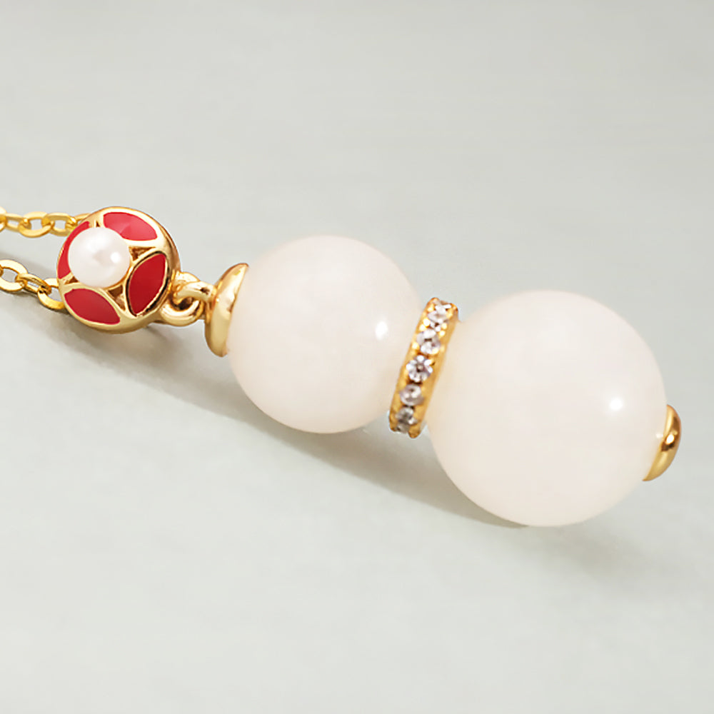 Fortune and Health White Jade Pendant Earrings-4