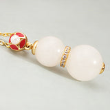 Fortune and Health White Jade Pendant Earrings-4