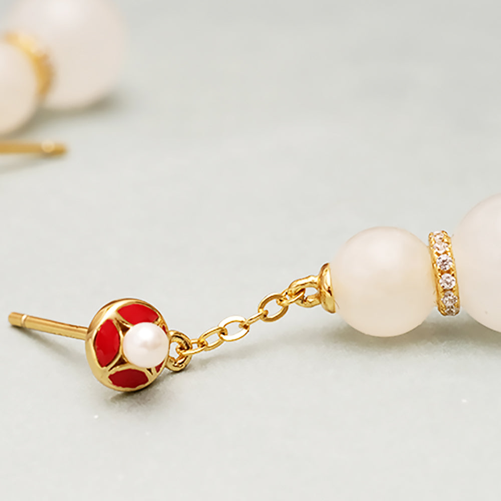 White Jade Drop Earrings Minimalist Gift for Women-5