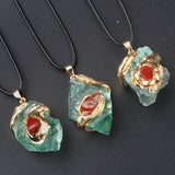 Gilding Crystal Stone Pendant Stone Irregular Necklace-4
