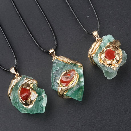 Gilding Crystal Stone Pendant Stone Irregular Necklace-4