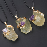 Gilding Crystal Stone Pendant Stone Irregular Necklace-6