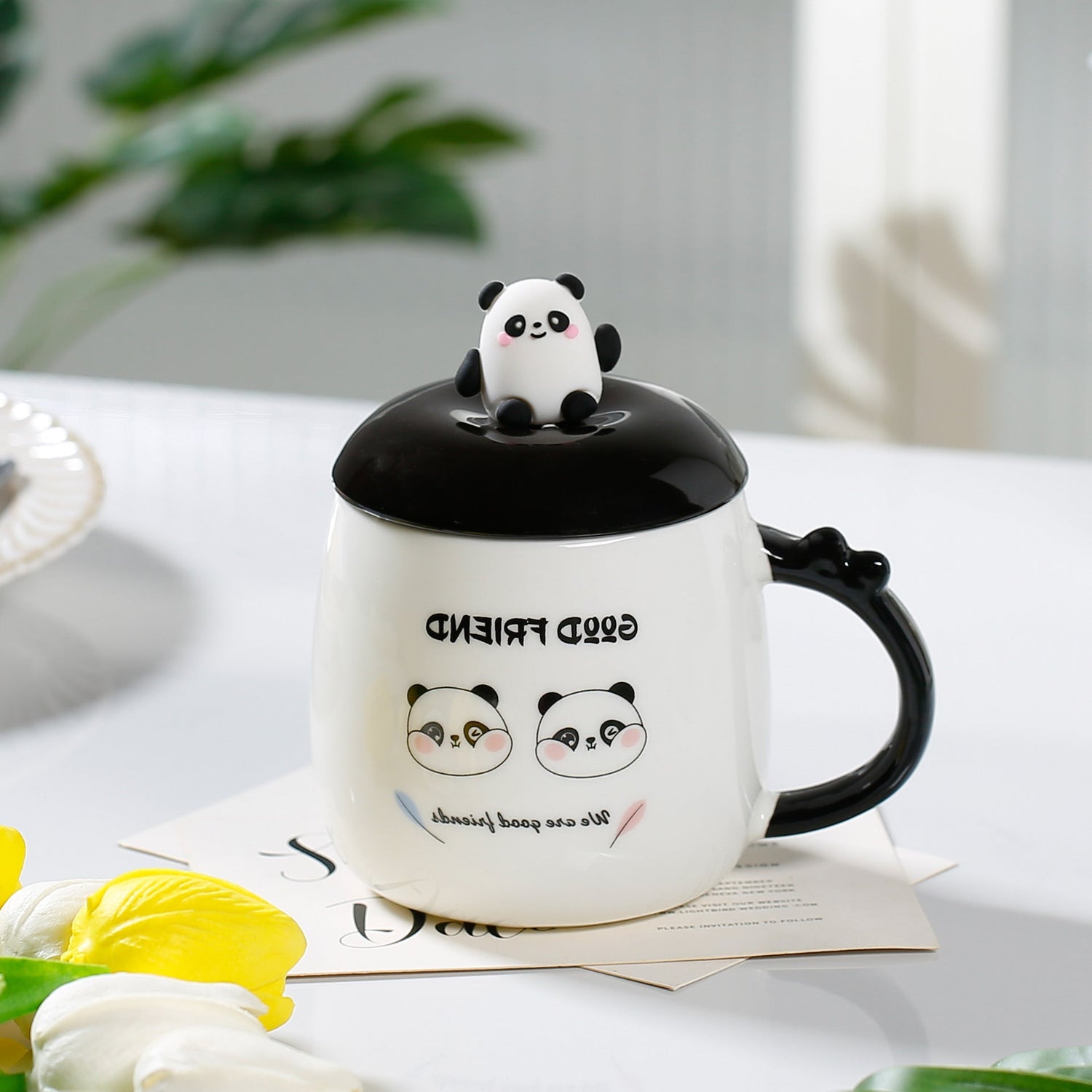Good Looking Creative Gifts 3D Panda Spoon Ceramic Cup Mug-4