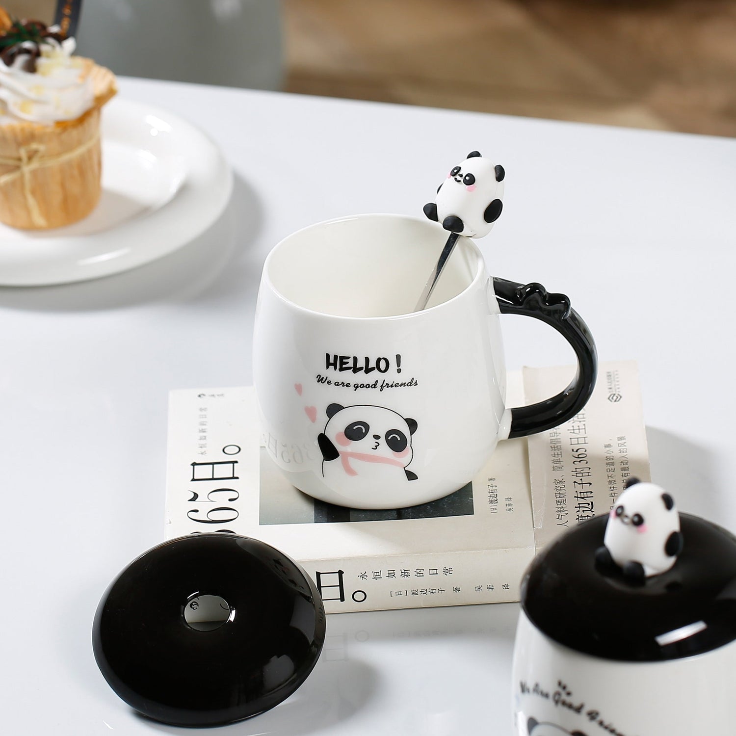 Good Looking Creative Gifts 3D Panda Spoon Ceramic Cup Mug-5
