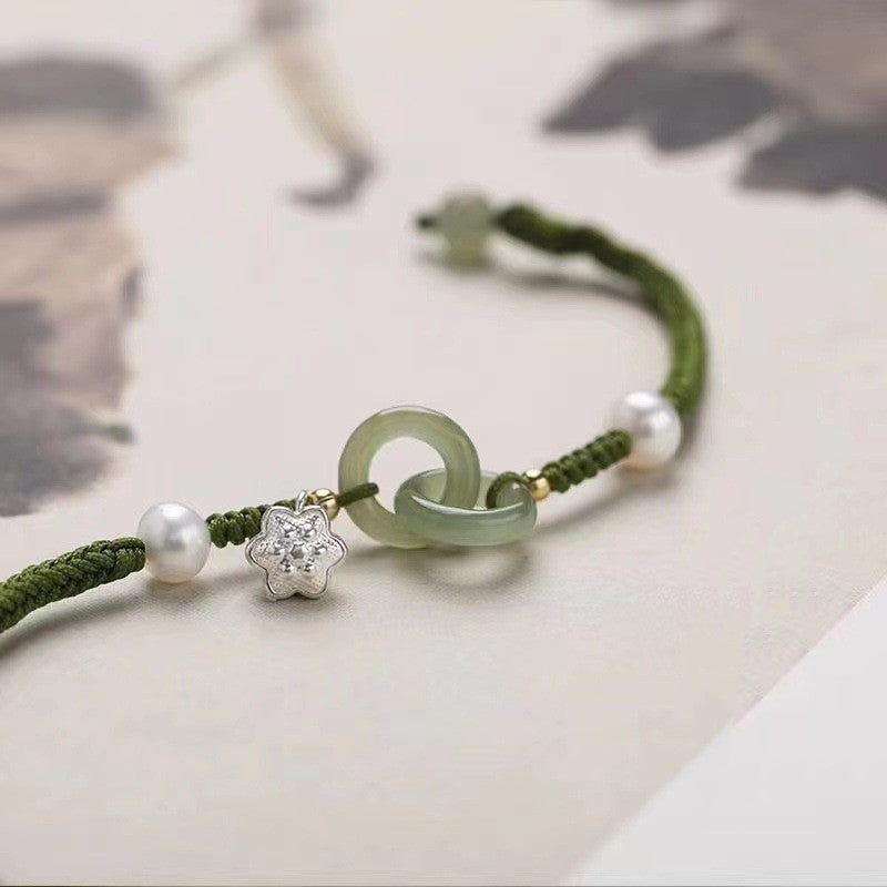 Green Double Ring Fashion Braided Bracelet-2