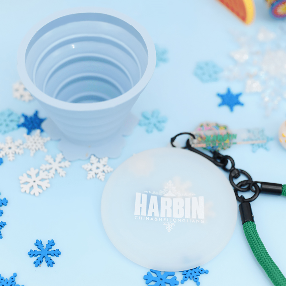 Harbin Ice and Snow Series Snowflake Portable Silicone Collapsible Water Cup-3