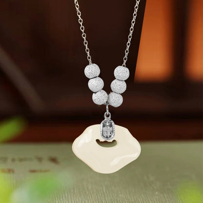 Hetian Jade Auspicious Peace Lock Necklace-1