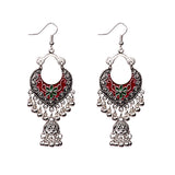 Hmong Vintage Style Tassel Style Painted Earrings-4