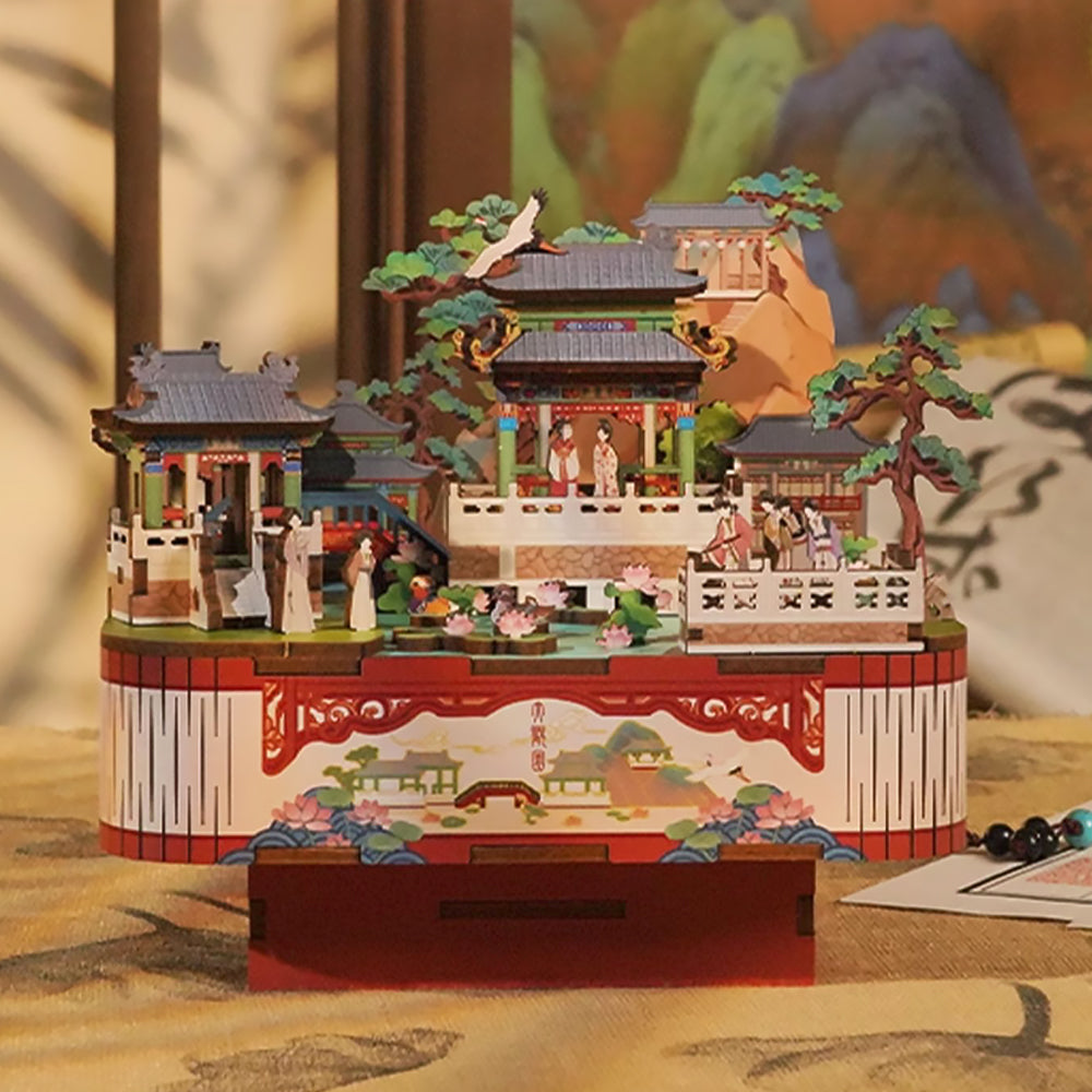 Housewarming Gift 3D Puzzle Music Box Daguanyuan Creative Wooden Music Box-1
