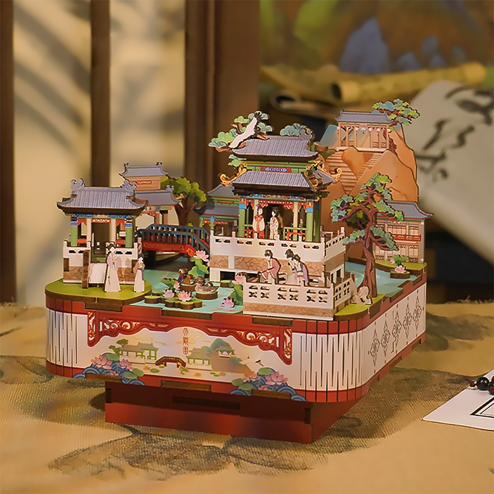 Housewarming Gift 3D Puzzle Music Box Daguanyuan Creative Wooden Music Box-2
