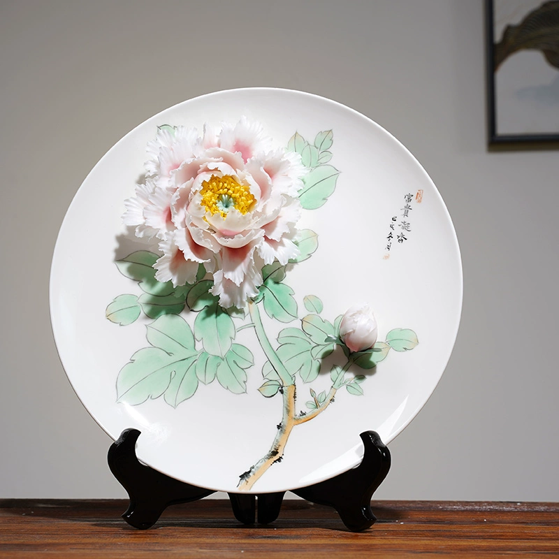 Housewarming Gift Ceramic 3D Flower Plate Hand-painted Ornament-1