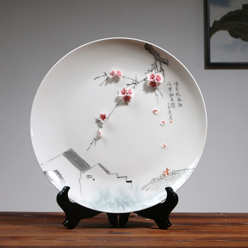 Housewarming Gift Ceramic 3D Flower Plate Hand-painted Ornament-2