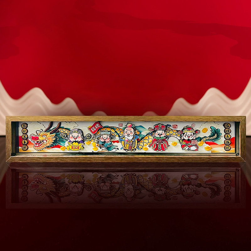 Housewarming Gifts Chinese Paper Cut Five-Way God of Wealth Lucky Ornaments-3