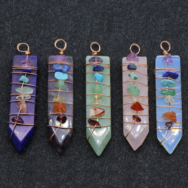 Jade Crystal Arrow Shape Seven Chakra Crystal Pendant-3