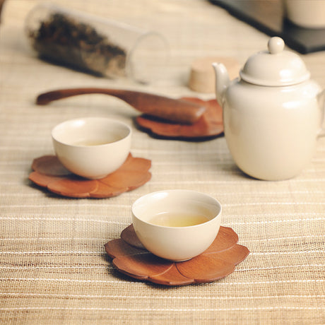 Mahogany Coasters Peach Blossom Petal Insulated Tea Coasters-2