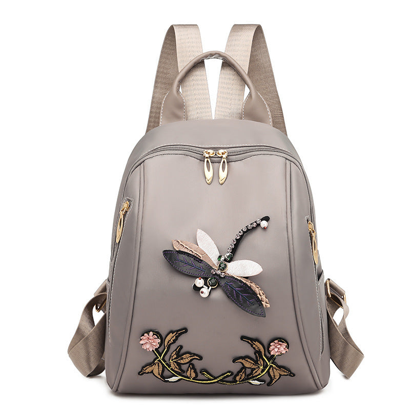 Multifunctional Oxford Cloth Fashion Dragonfly Embroidery Casual Bag-2