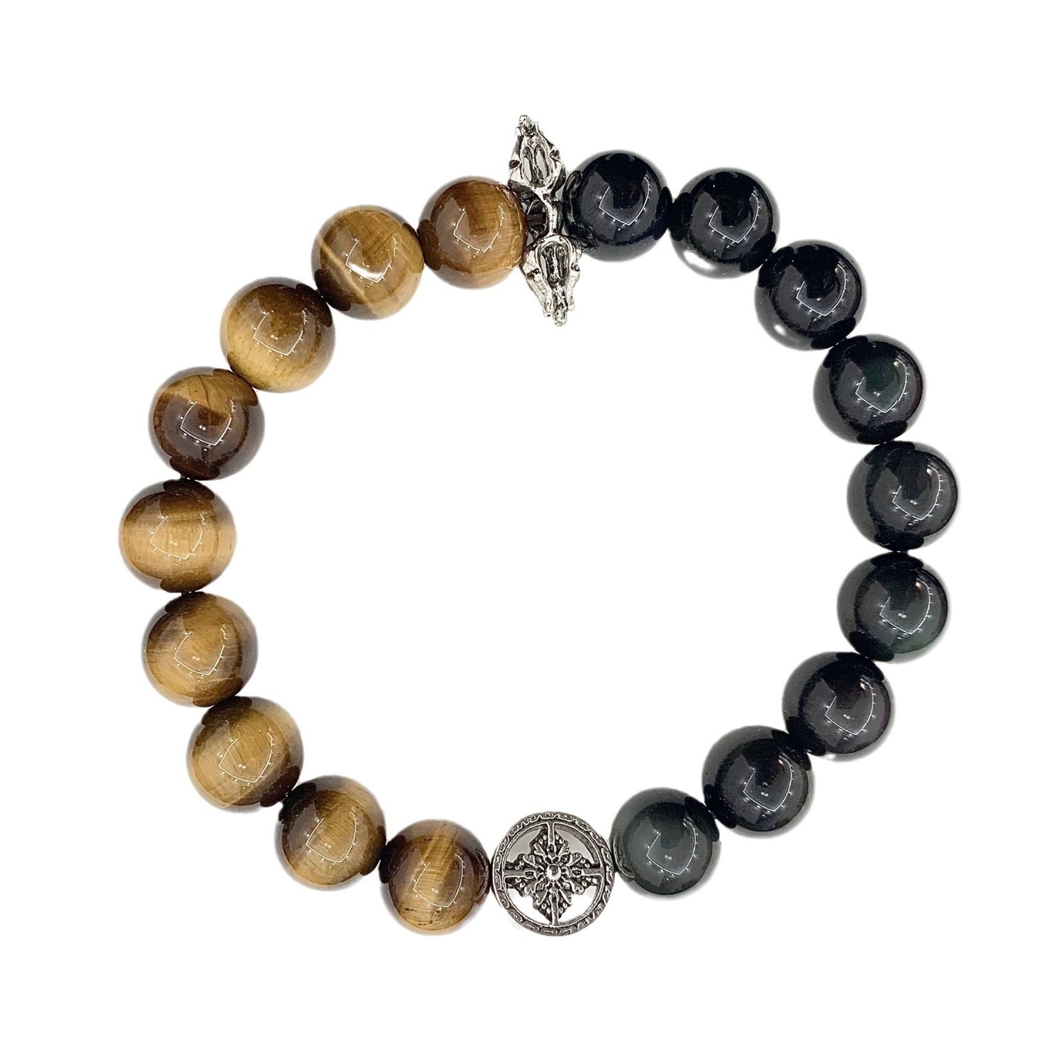 Natural Crystal Bracelet Golden Tigerite Silver Obsidian Bracelet-5