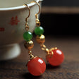 Natural Southern Red Agate Carrying Beads Earrings-1