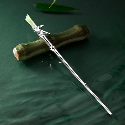 Natural Xiuyan Jade Bamboo Hairpin-1