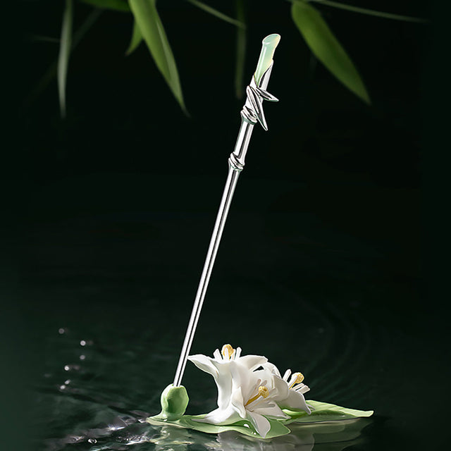 Natural Xiuyan Jade Bamboo Hairpin-2