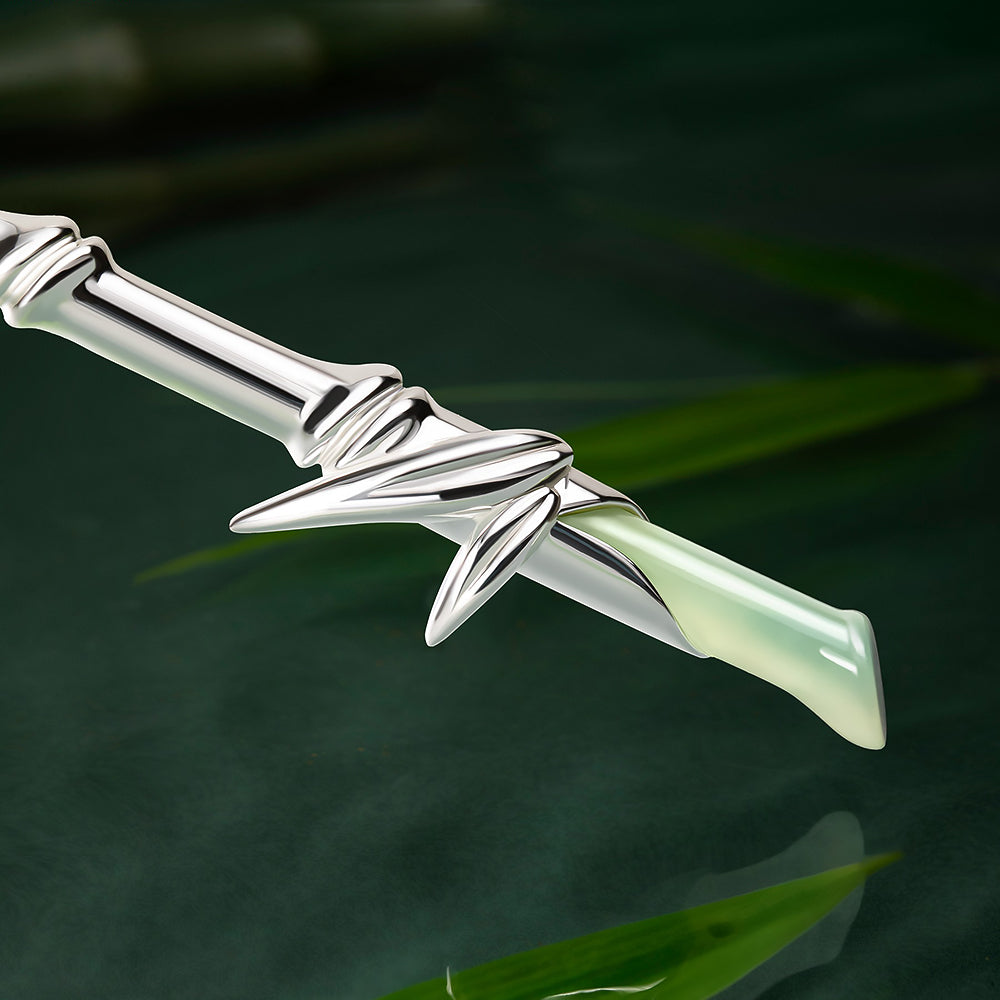 Natural Xiuyan Jade Bamboo Hairpin-3