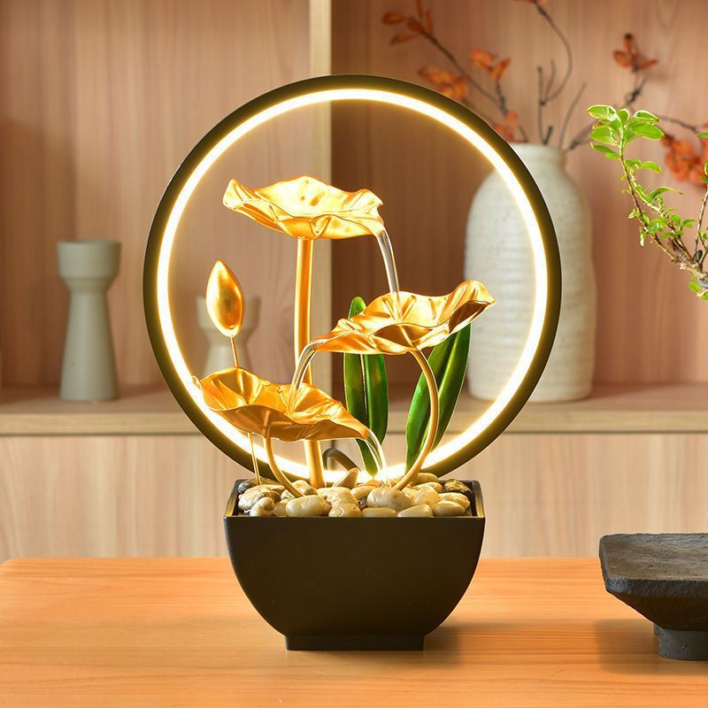 New Chinese Flowing Ornaments Lotus Pond Moonlight Living Room Decoration-2