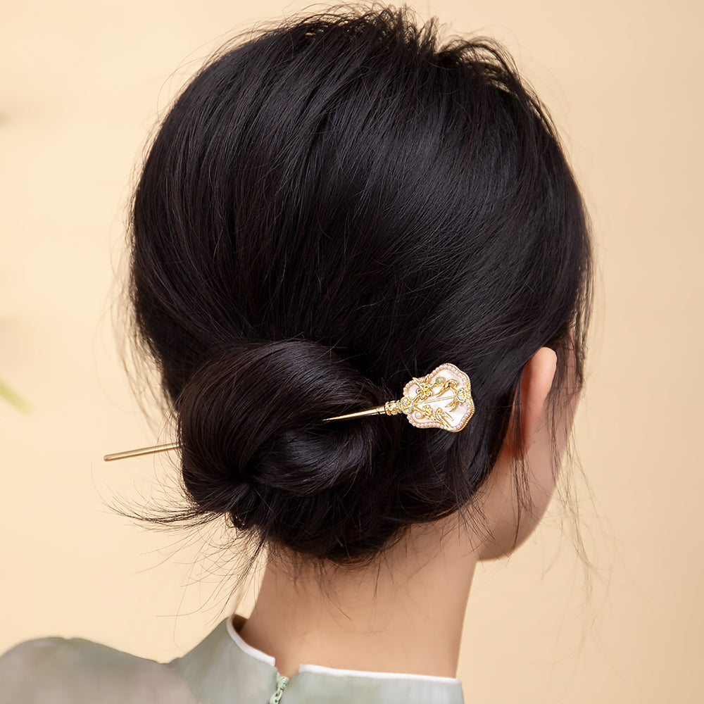 New Chinese Style Brocade Fan Hairpin-5