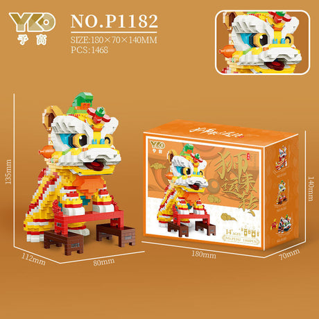 Guochao Creative Lion Dance Serie Kinderbaufbaugebäude Spielzeug Desktop Ornamente Urlaubsgeschenke