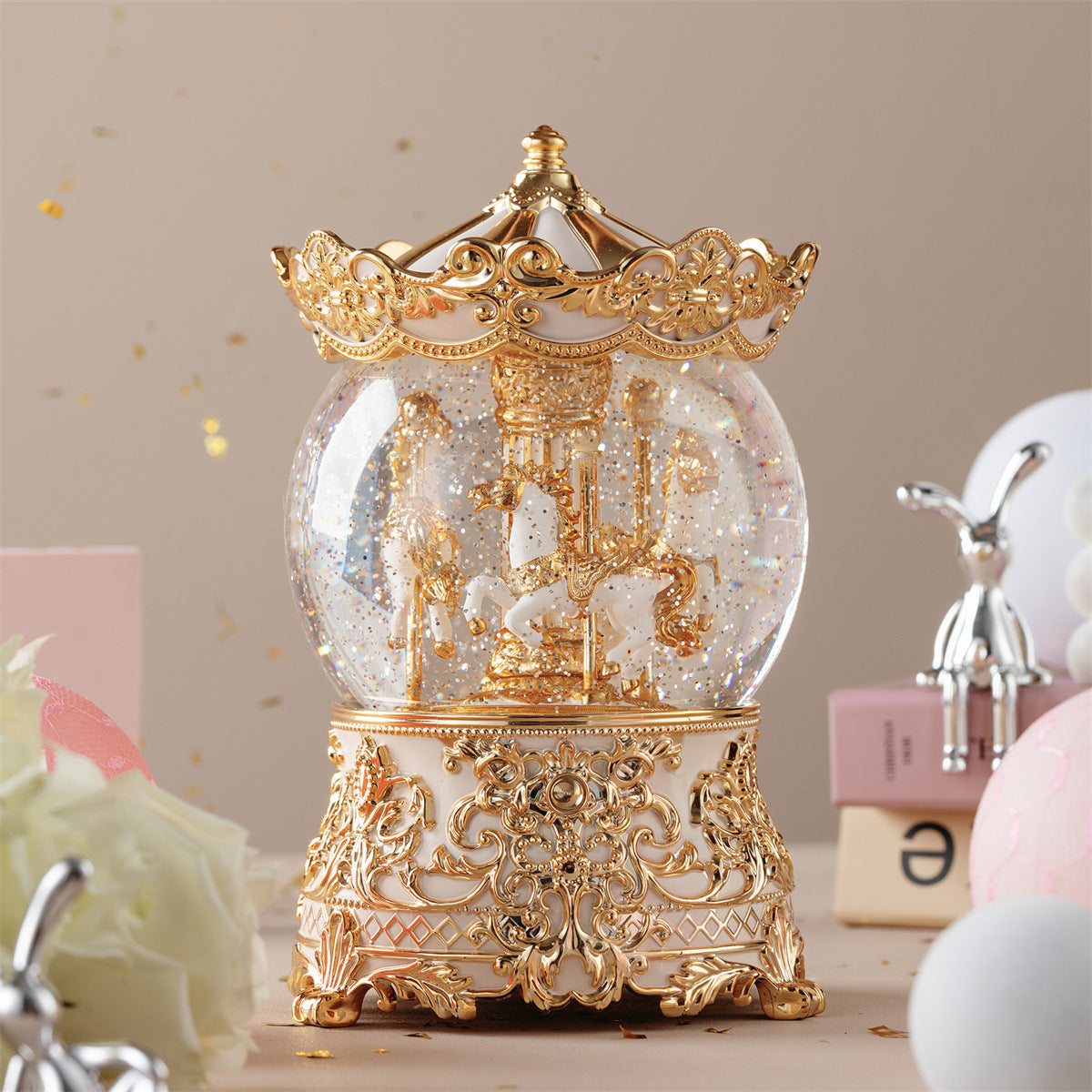 Carousel Crystal Ball Music Box Wedding Gift Ballet