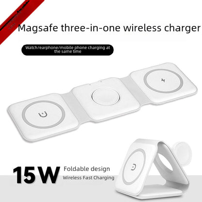 3-in-1 Magnetic Wireless Charger for Apple - Foldable Desk Charging Station for iPhone, AirPods & Apple Watch