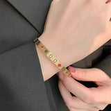 Titanium Steel Mahjong Bracelet Adjustable Cuff Bracelet-1
