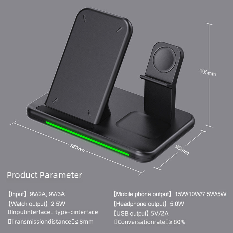 15W Power Wireless Charger for iPhone, Mobile Phone and Watch 3 in 1 Wireless Charger