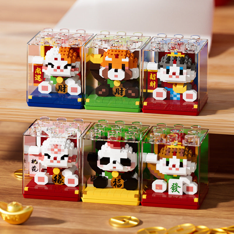 Lucky Cat Panda New Year Gifts Building Blocks Sssembly Educational Children's Toys Gifts